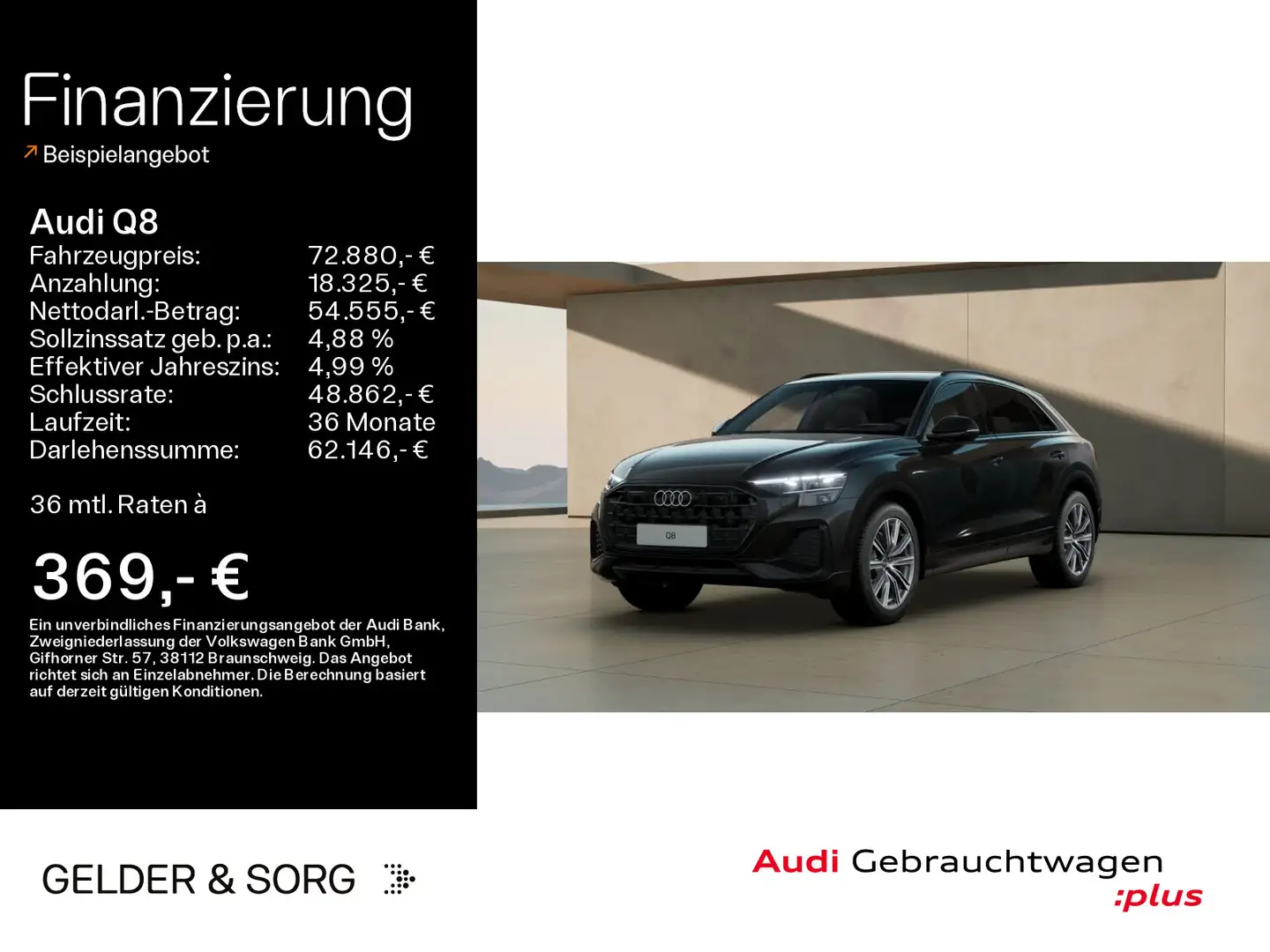 Audi Q8 45 TDI quattro Air*AHK*HuD*ACC*Matrix*360 Schwarz - 1
