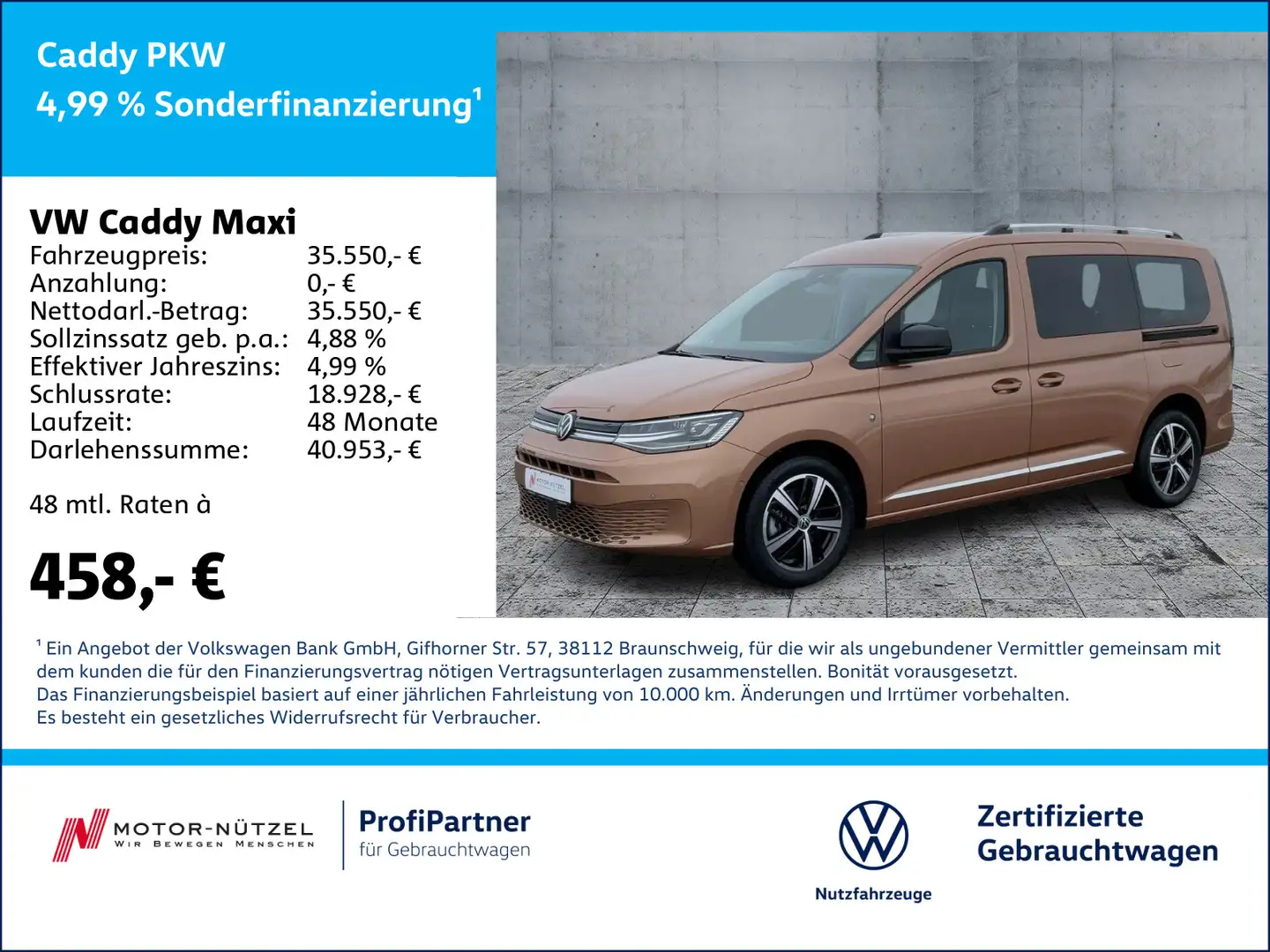 Volkswagen Caddy 1.5 TSI DSG STYLE LED+ACC+SHZ+RFK+17“ Braun - 1