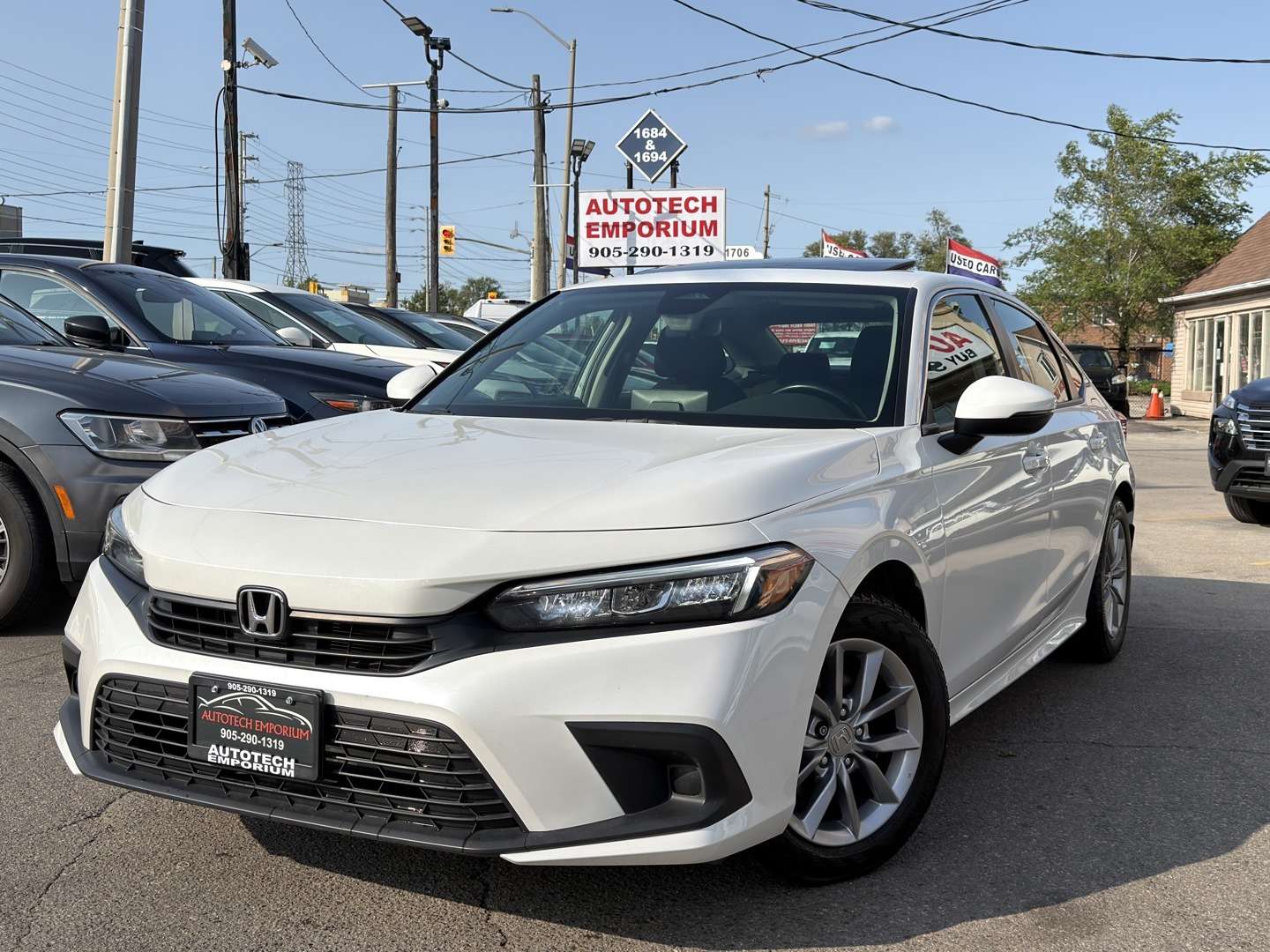 2022 Honda Civic EX Pearl White Sunroof | Honda Sensing | Htd Steer — снимка 1