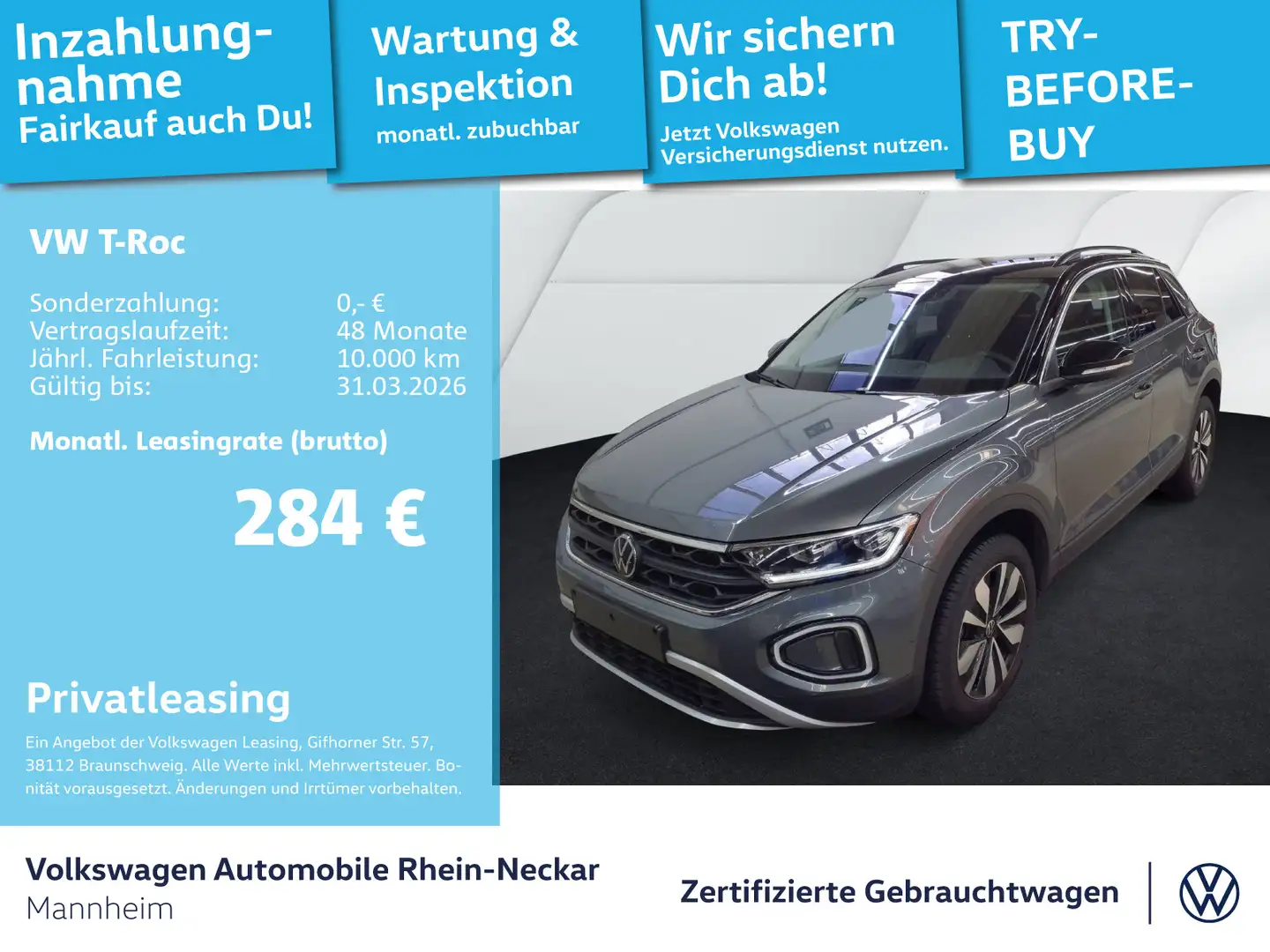 Volkswagen T-Roc 2.0 TDI GOAL DSG Navi AHK Kamera uvm Grau - 1