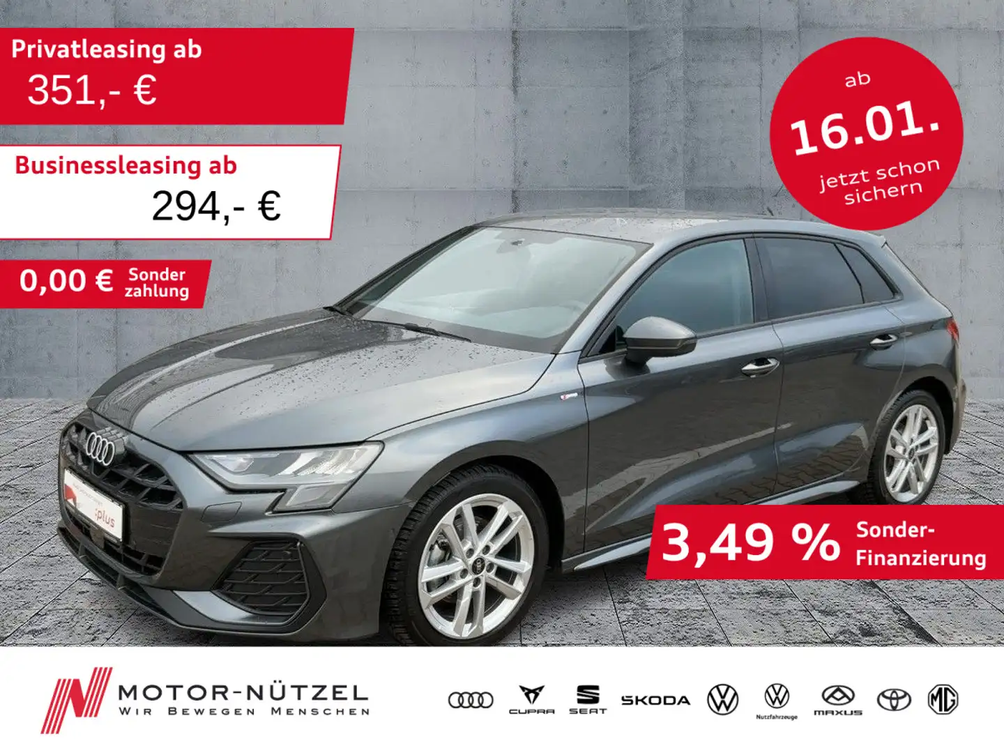Audi A3 35 TDI S-TR S-LINE LED+NAVI+RFK+ACC Grau - 1