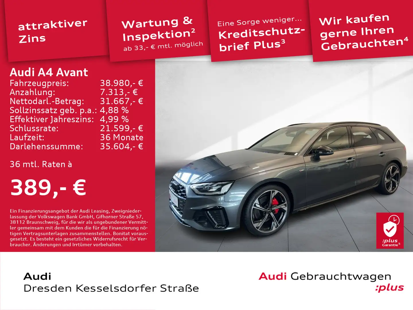 Audi A4 40 TDI Q.S-Line LED Navi Kamera AHZV Grau - 1