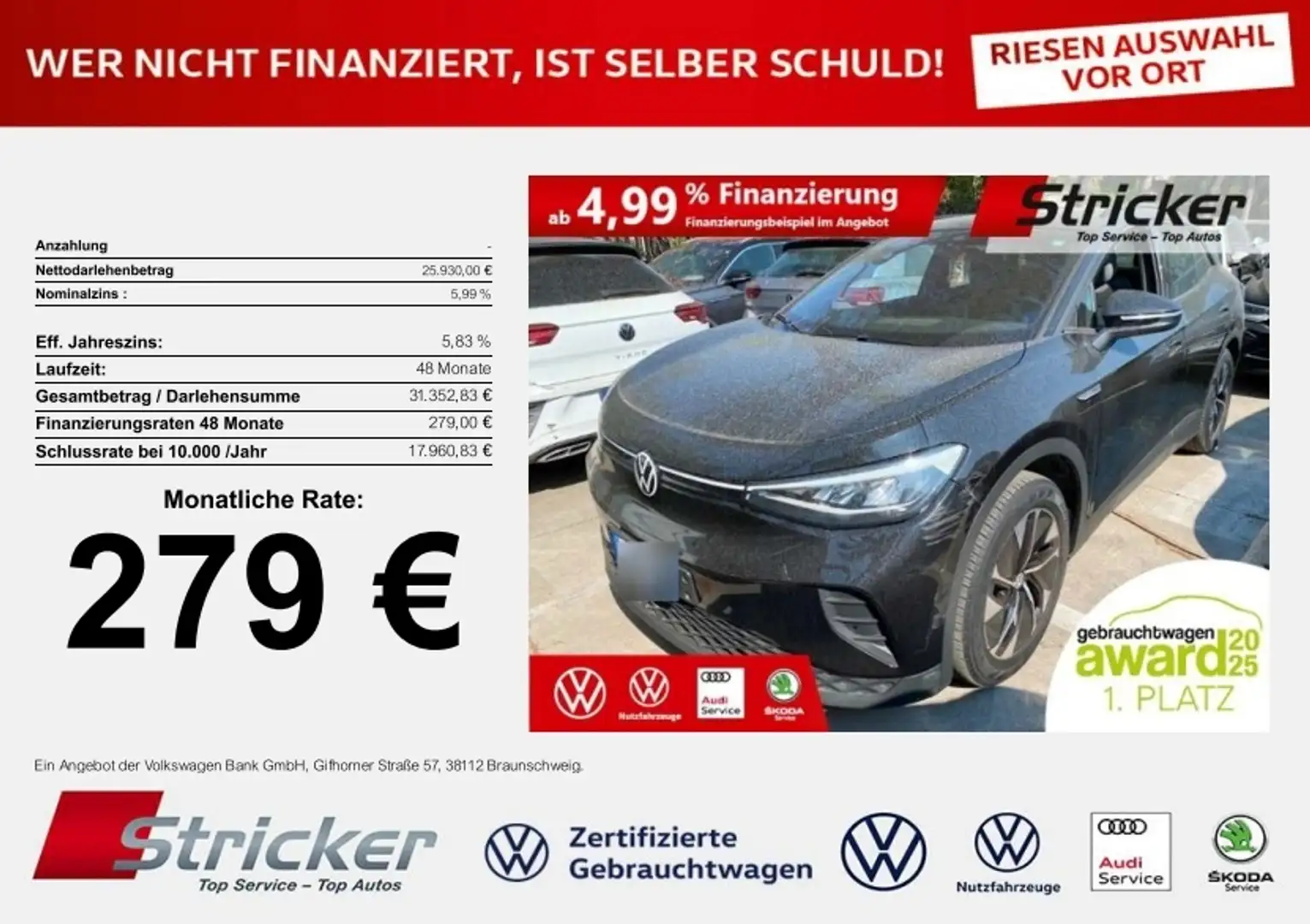 Volkswagen ID.4 Pro Performance 150/77 279,-ohne Anzahlung Navi A Schwarz - 2