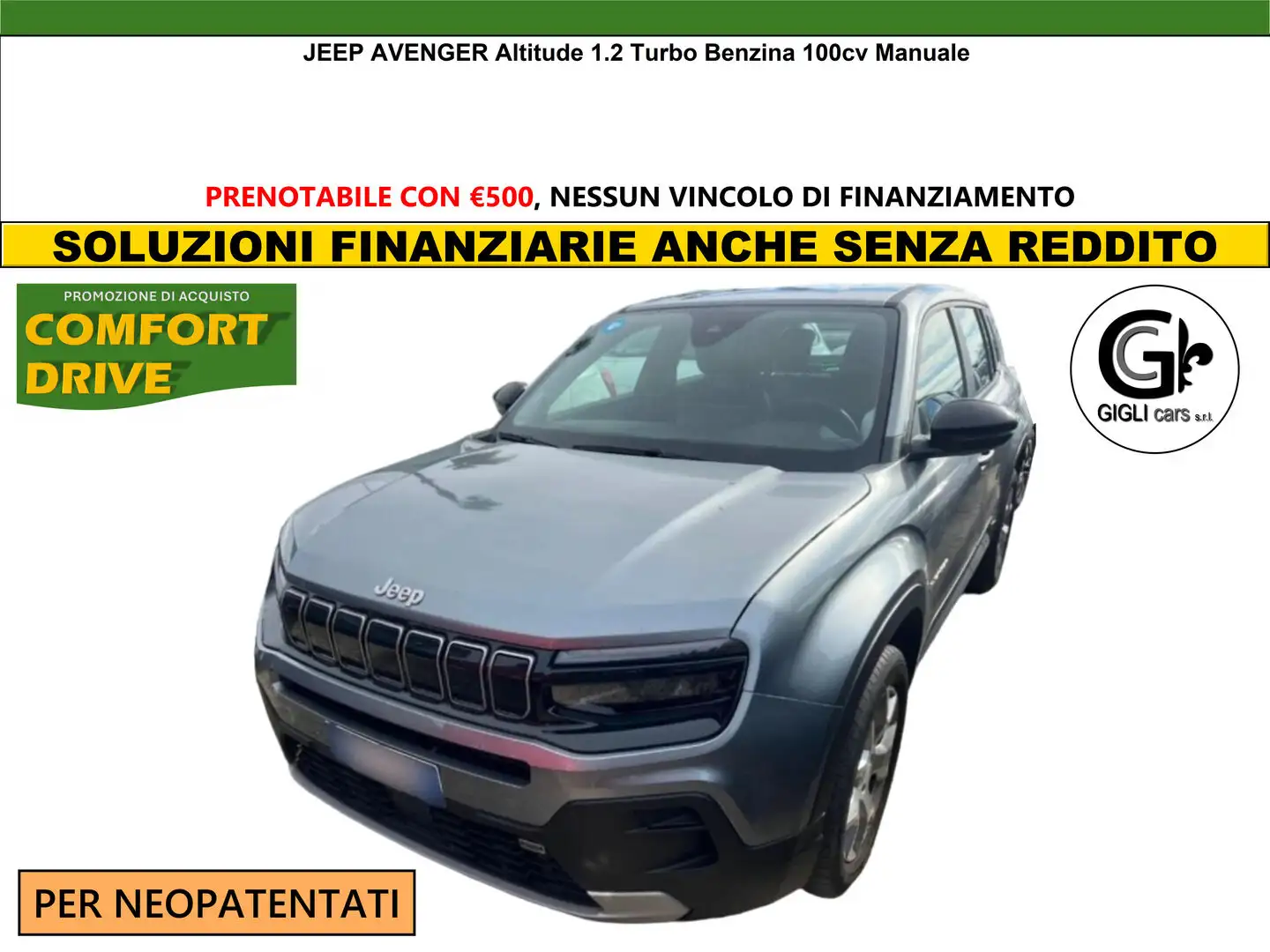 Jeep Avenger Altitude 1.2 Turbo Benzina Manuale Neopatentati Grau - 1
