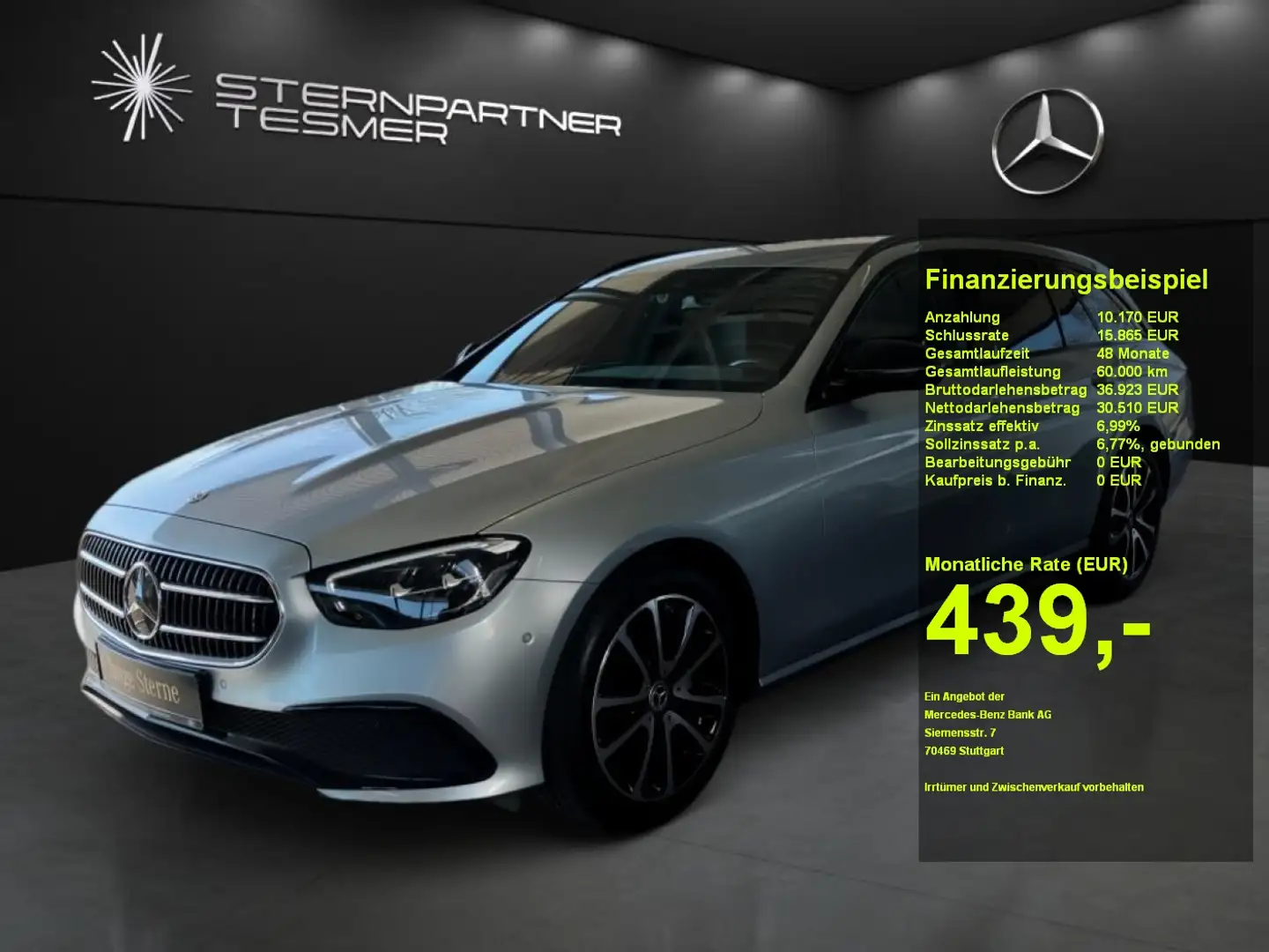 Mercedes-Benz E 300 d 4M T Avantgarde Mbux AHK Kamera Widescr. Silber - 1