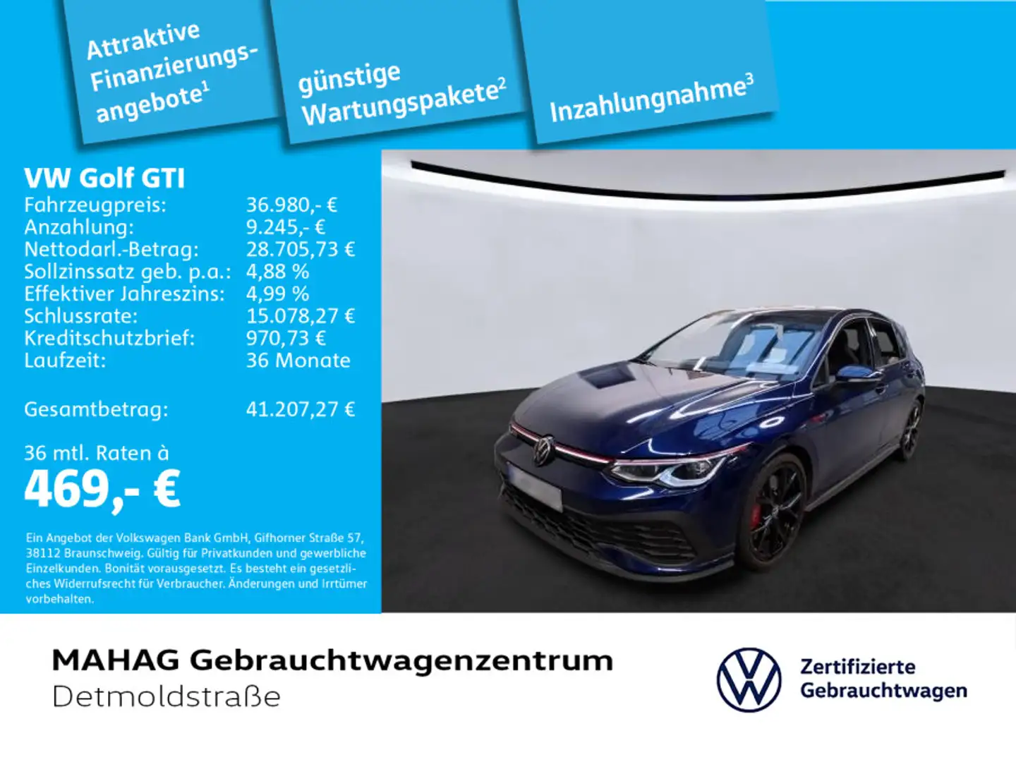 Volkswagen Golf GTI Golf VIII GTI Clubsport 2.0 TSI IQ.Light IQ.Driv Blau - 1