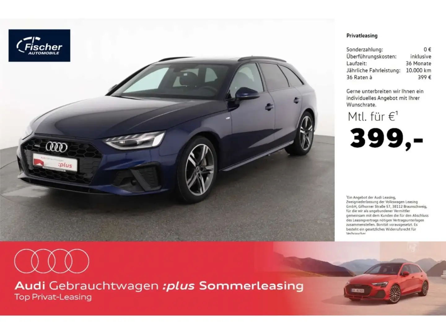 Audi A4 Avant 45 TFSI quattro S line Blau - 1