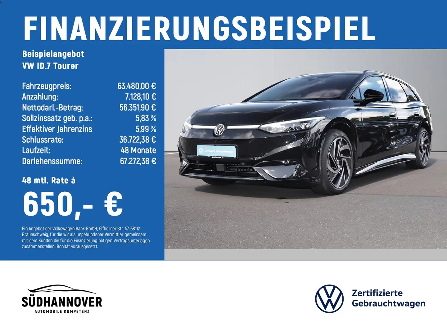 Volkswagen ID.7 Tourer Pro S 210 kW Schwarz - 2