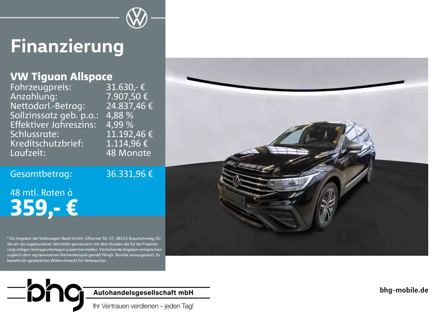 Volkswagen Tiguan Allspace 2.0 TDI SCR DSG Life Schwarz - 1