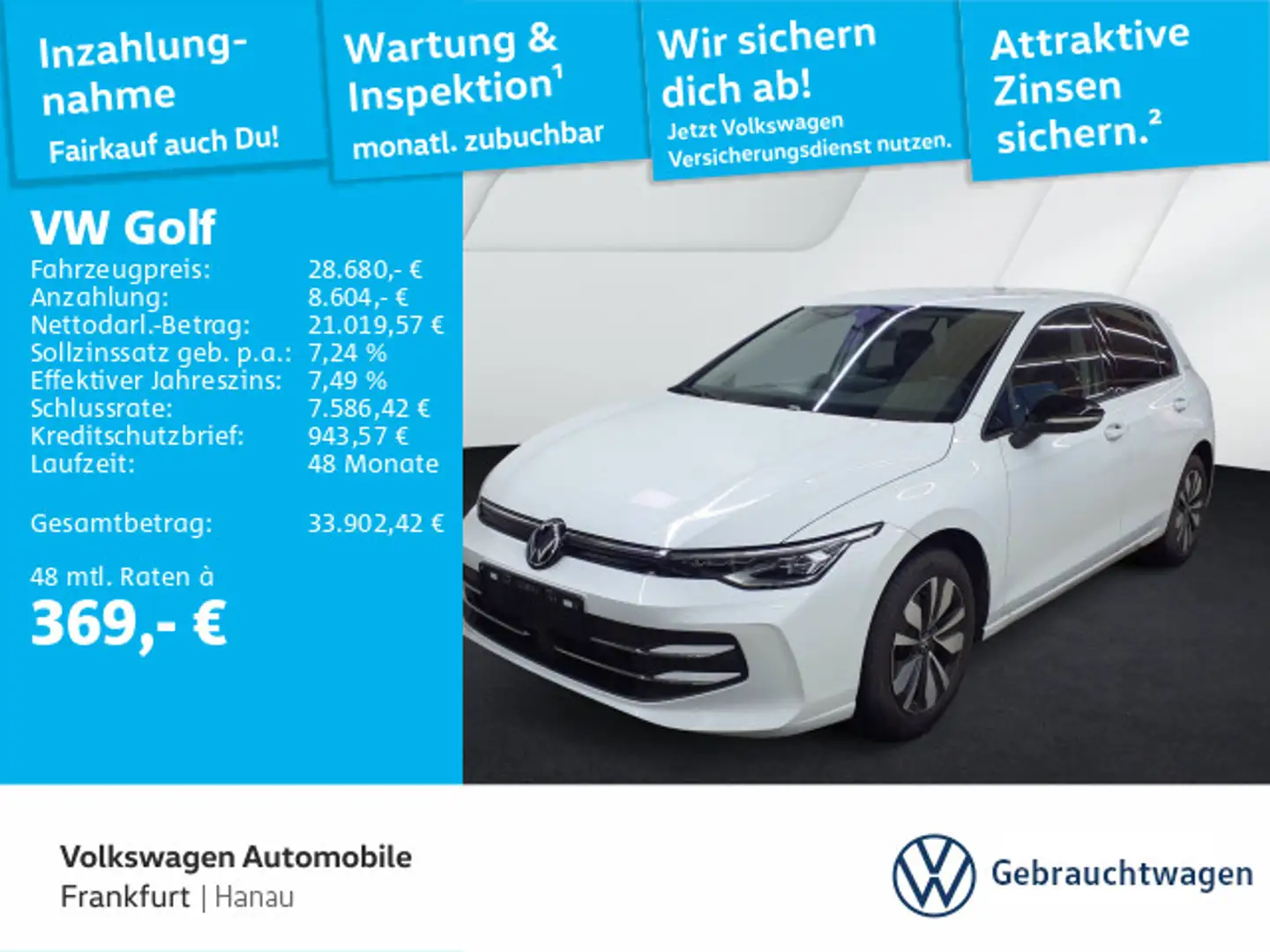 Volkswagen Golf VIII 2.0 TDI DSG Goal Navi LEDPlus DAB+ Fro Weiß - 1