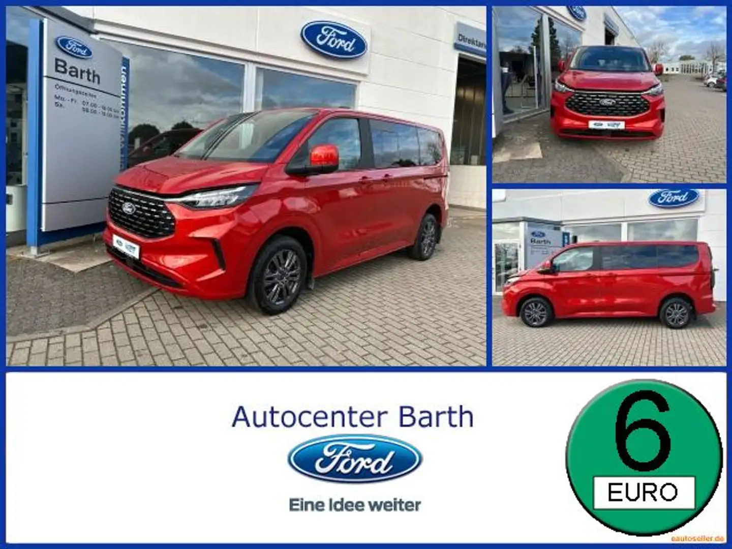 Ford Tourneo Custom 2.0 EcoBlue 320 L1 Titanium 8- Sitzer Rood - 1