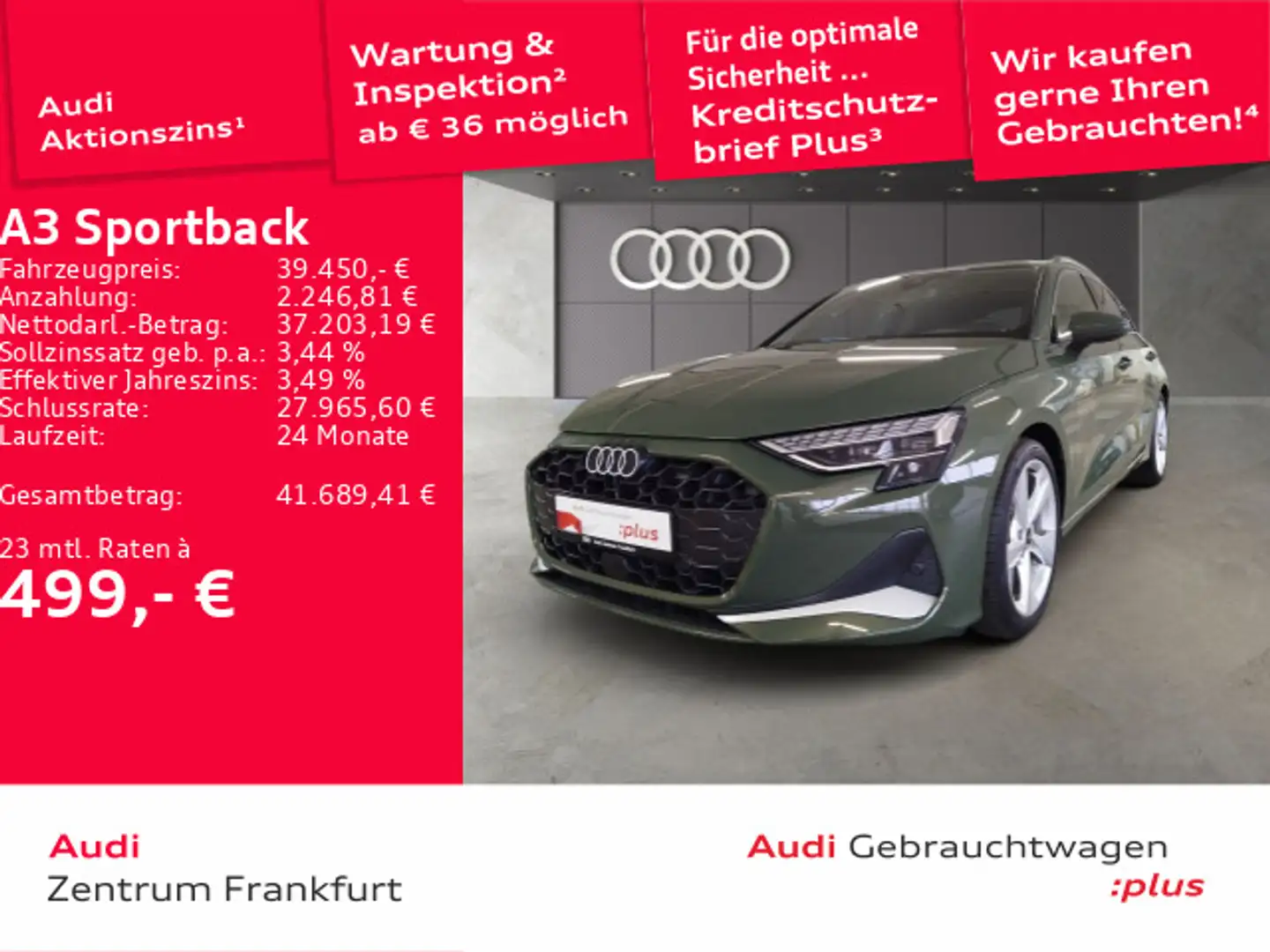 Audi A3 35 TDI S tronic advanced LED AHK AC Grün - 1