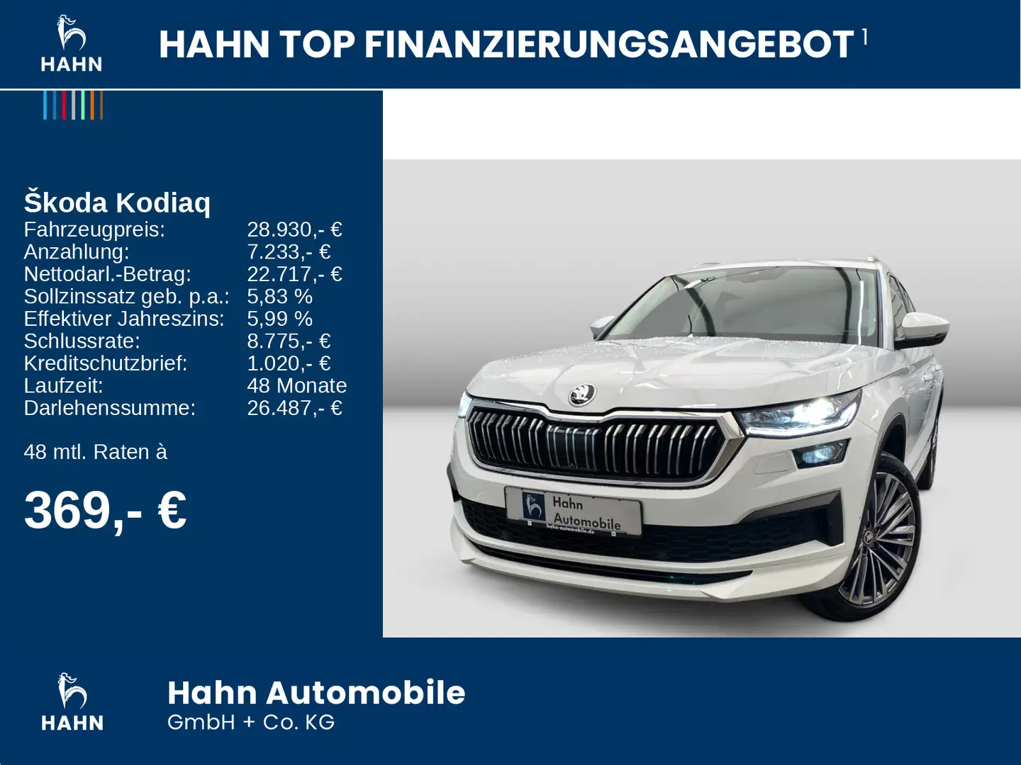 Skoda Kodiaq 2.0 TDI DSG L&K Navi LED CAM Leder Standh Weiß - 2