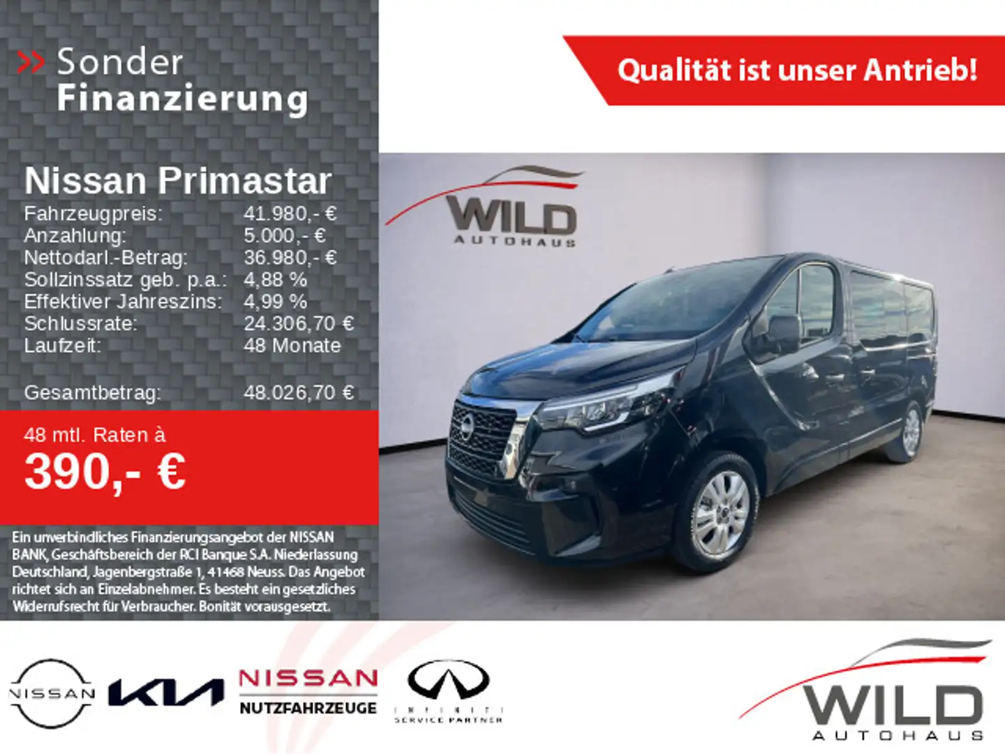 Nissan Primastar Kombi 2,8t dCi 150 Tekna L1H1 LED Alu Schwarz - 1