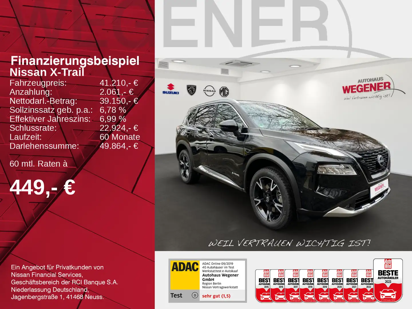 Nissan X-Trail X-TRAIL 1.5 VC-T e-4ORCE 213PS 4x4 TEKNA+ Pano Schwarz - 2