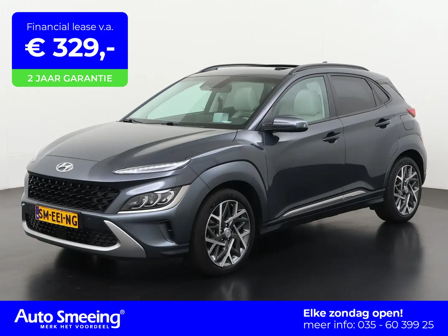 Hyundai KONA 1.6 GDI HEV Premium Sky | Schuifdak | Leder | Head Grijs - 1