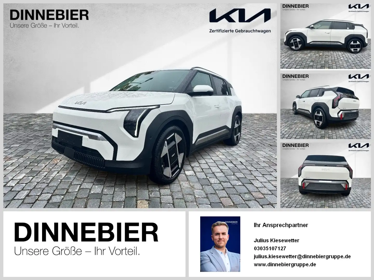 Kia EV3 Earth 58.3 kWh LED+360°Kamera+Navi+SHZ Blanc - 1