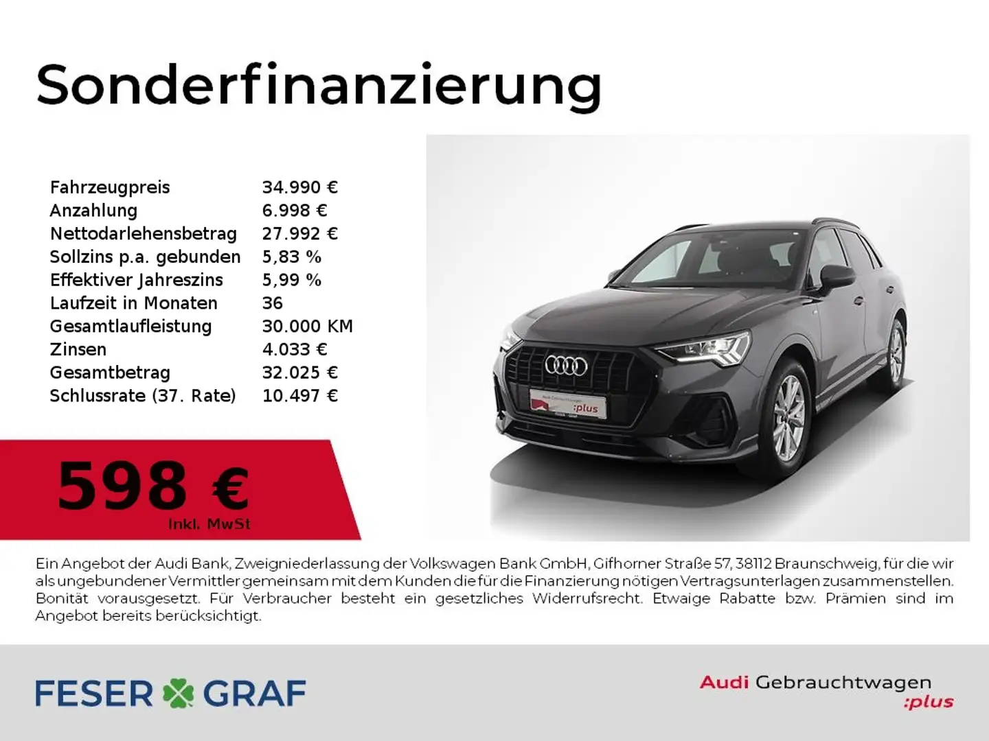 Audi Q3 S line 35 TFSI S tronic LED/ Navi Plus/ Rückfahrka Grau - 1