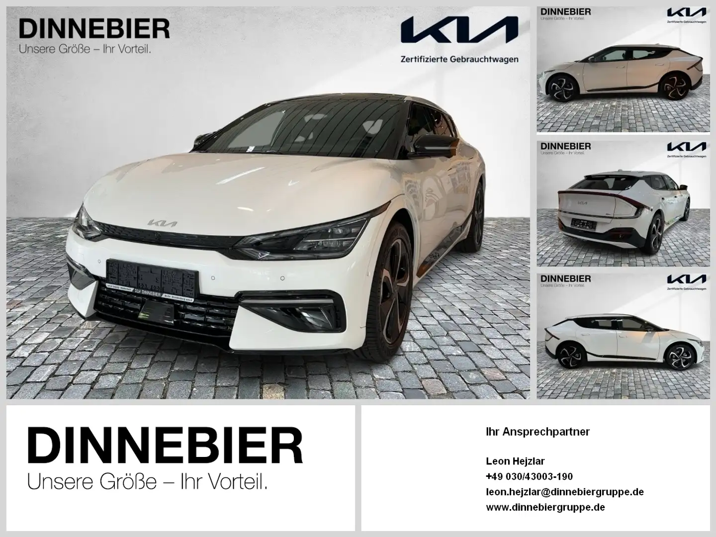Kia EV6 GT-Line 77.4 RWD Glasdach+360°+LED+Navi Weiß - 1