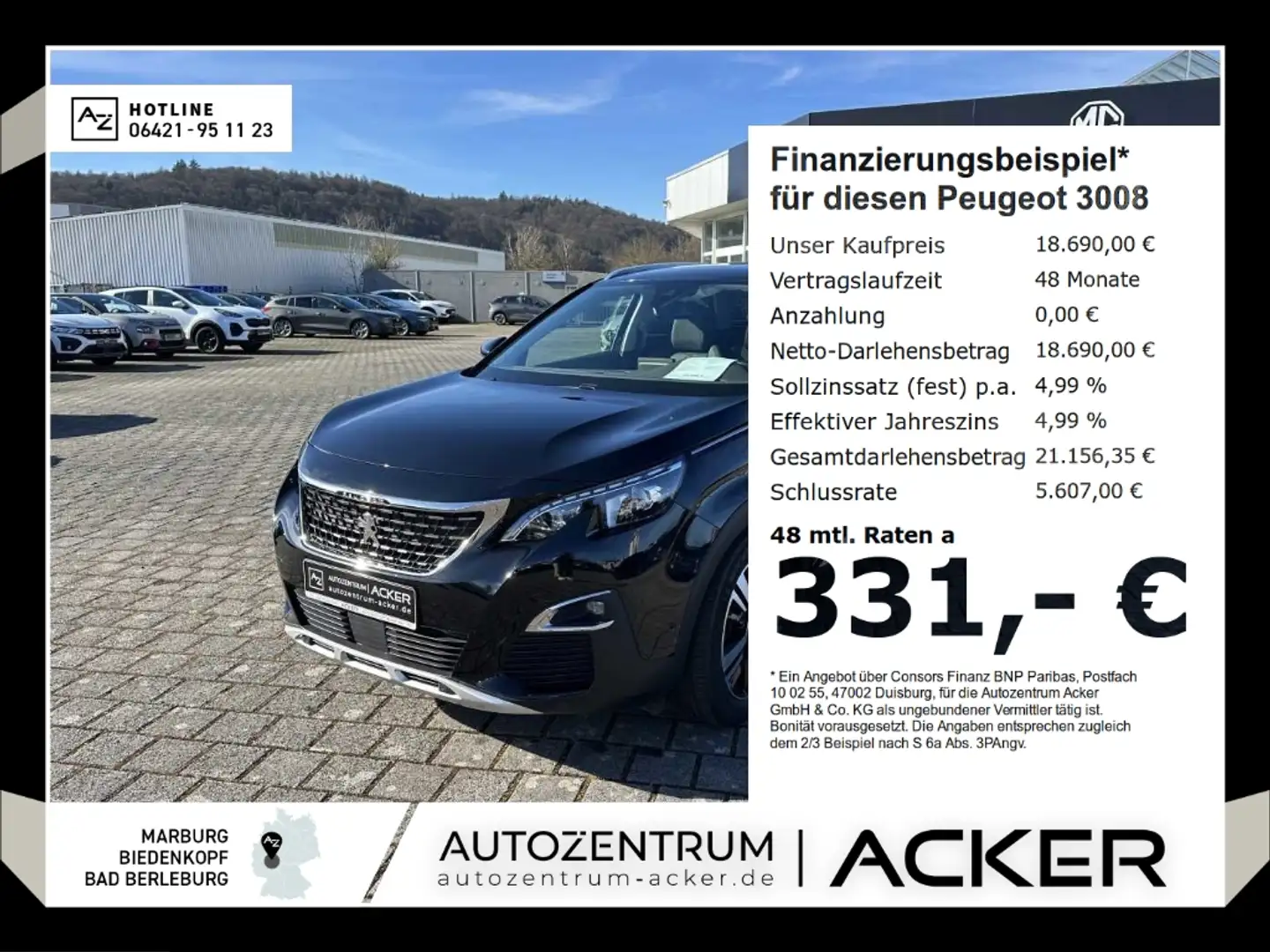 Peugeot 3008 BlueHDi 130 Allure LED RFK Navi Nero - 1