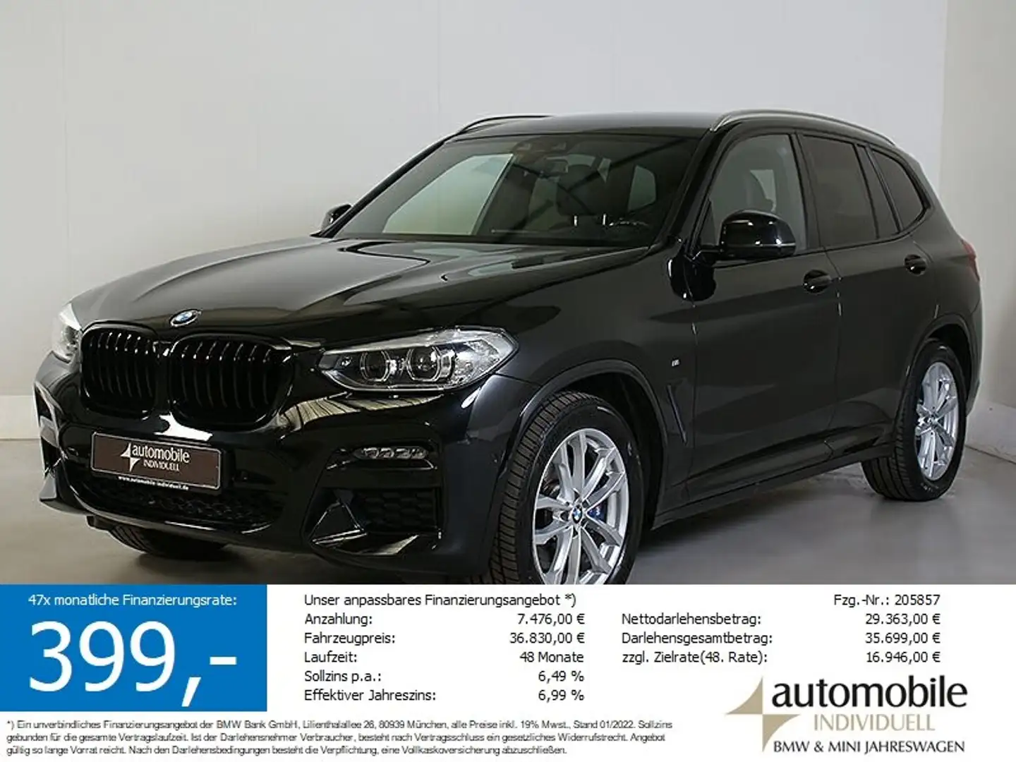 BMW X3 30dA xDr M Sport LED Standheizung HuD AHK DAB Noir - 1