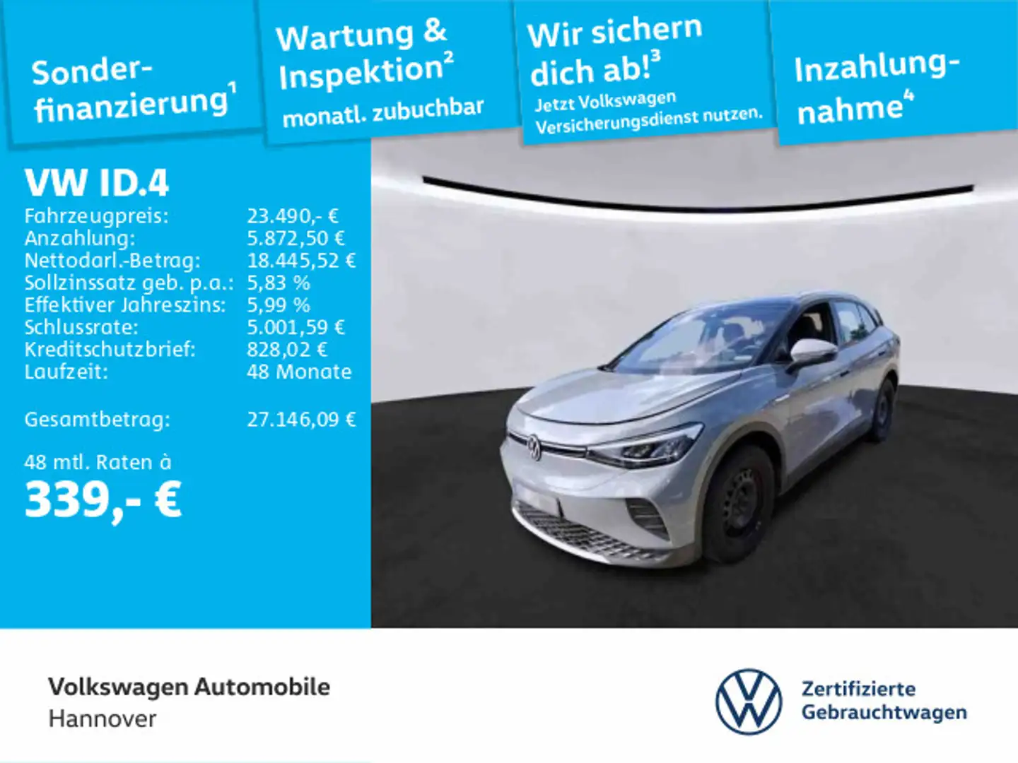 Volkswagen ID.4 Pure Navi Kamera HUD ACC LED SHZ PDC Grau - 1