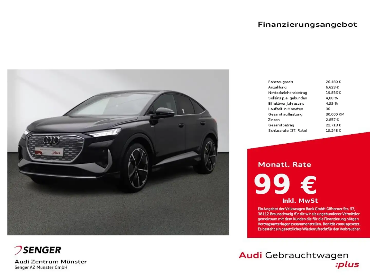 Audi Q4 e-tron Sportback 40 S line MMI Matrix Kamera Schwarz - 1