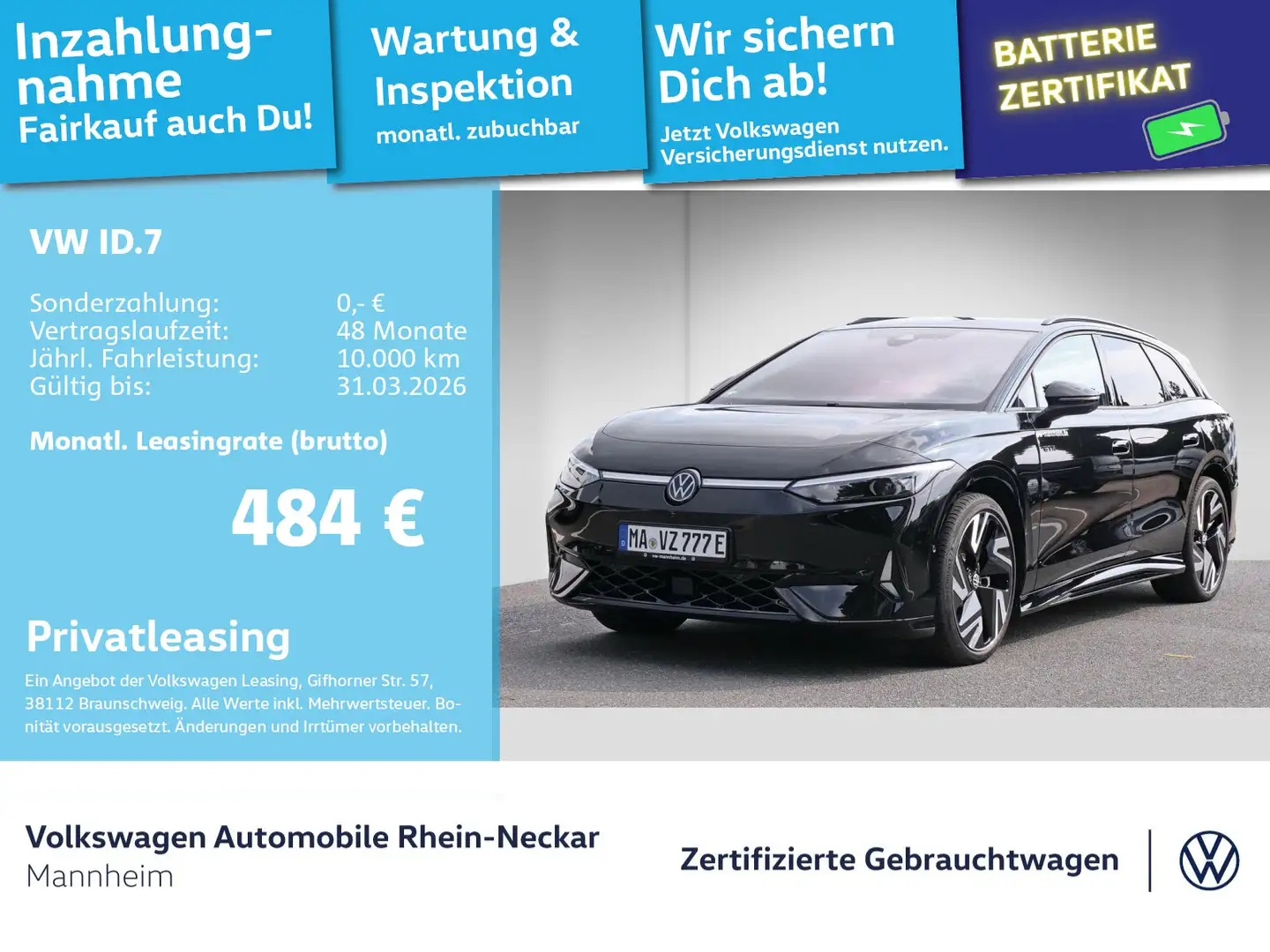 Volkswagen ID.7 Tourer GTX 250KW Navi AHK Kamera uvm Noir - 1