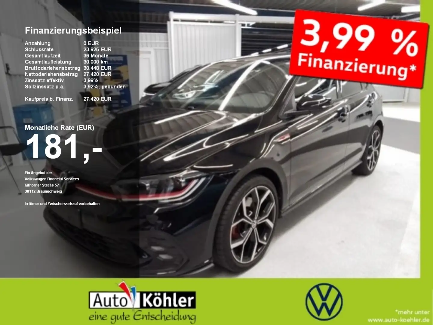 Volkswagen Polo GTI TSi DSG Black/Matrix/CarPlay/ACC/LED Schwarz - 1