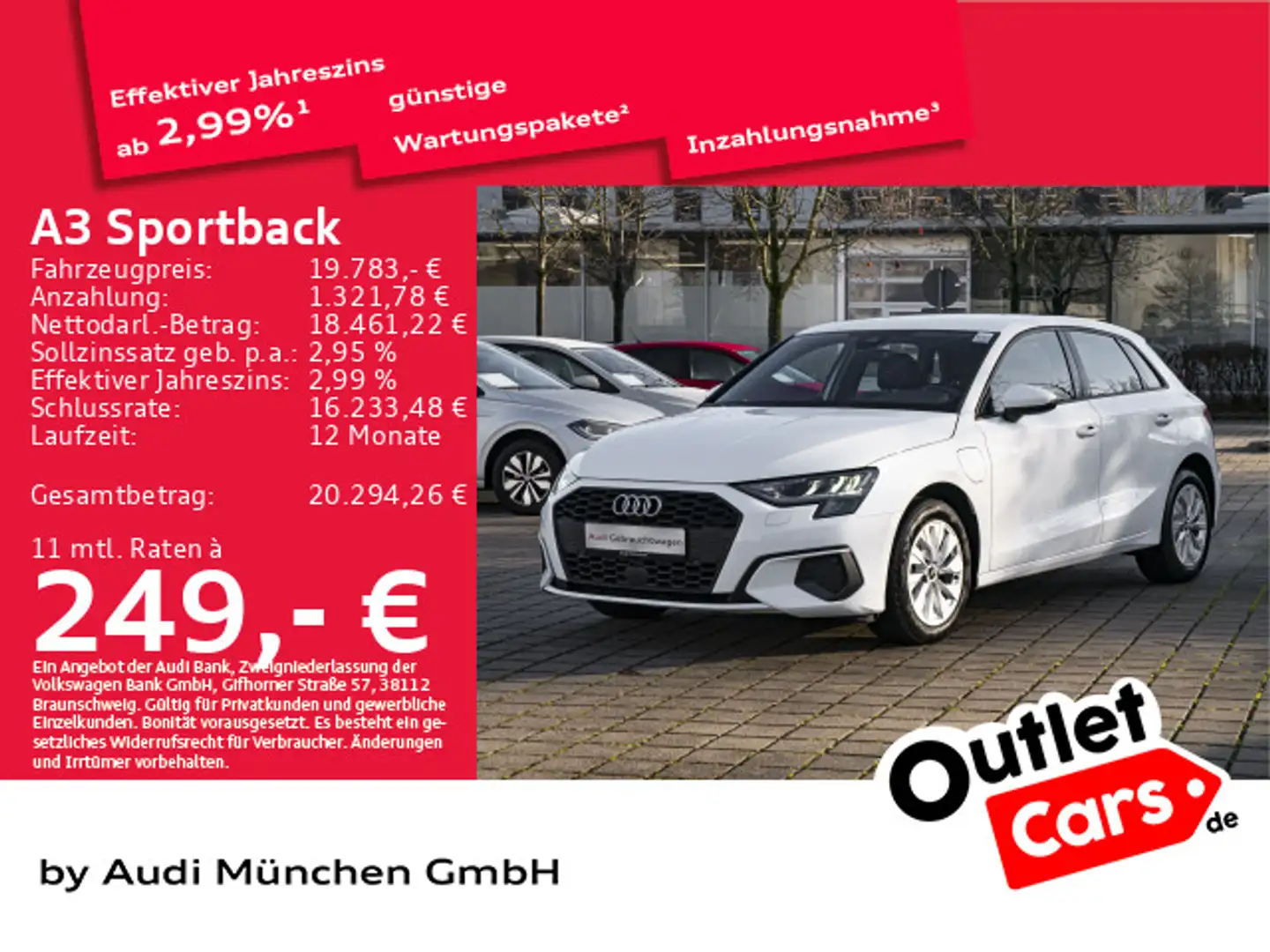 Audi A3 40 TFSI e S tronic Virtual+/Navi+ Weiß - 1