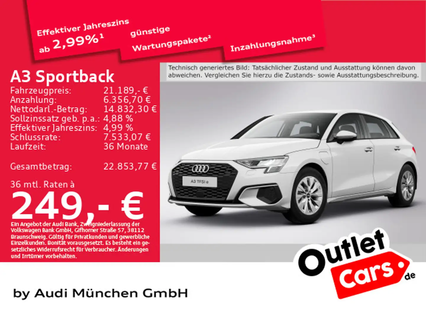 Audi A3 40 TFSI e S tronic Virtual+/Navi+ Weiß - 1