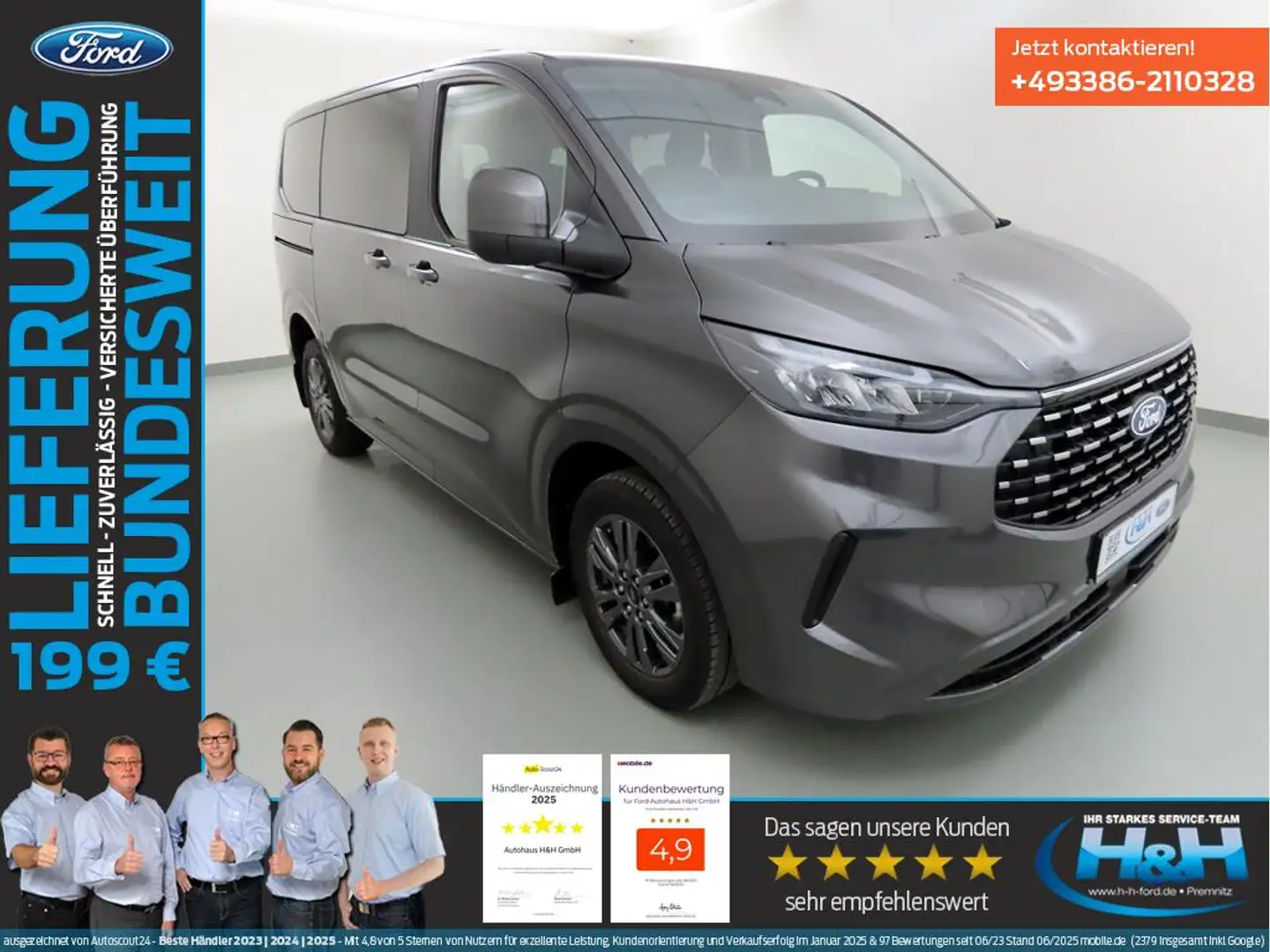 Ford Tourneo Custom 2.0 Aut L1 Titanium ACC+LED+AHK Gris - 1
