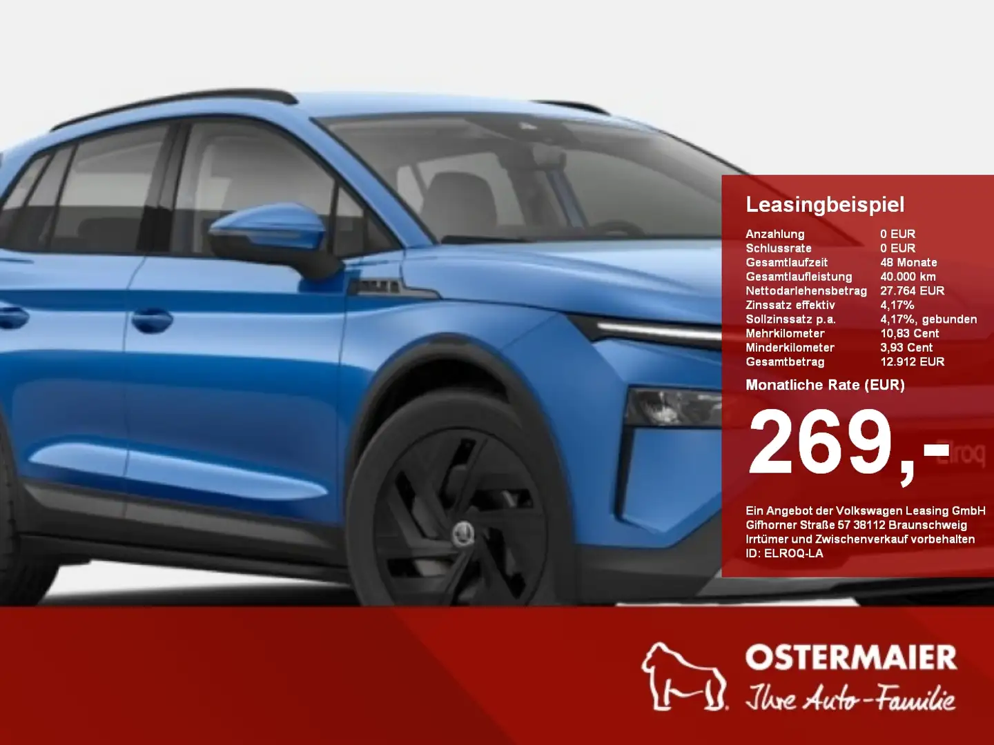 Skoda Elroq 50 Tour HochvoltBatterie 55 kWh (brutto) Modrá - 1