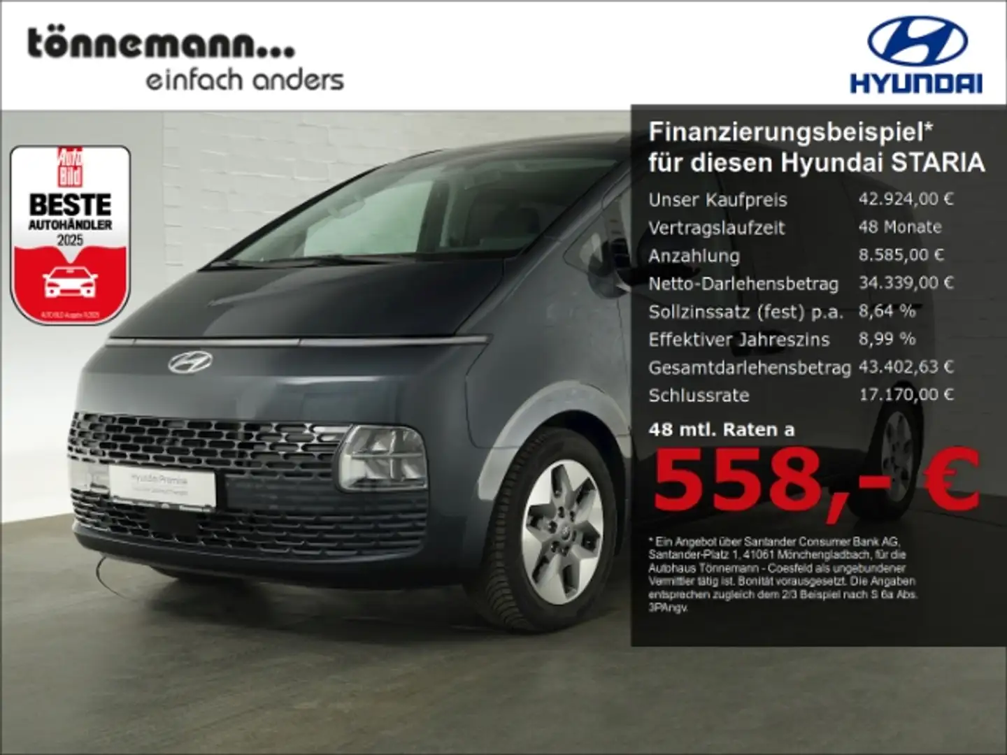 Hyundai STARIA CRDI PRIME AT 9-SITZER+VOLL LED+SCHIEBETÜREN+NAVI+ Gris - 1