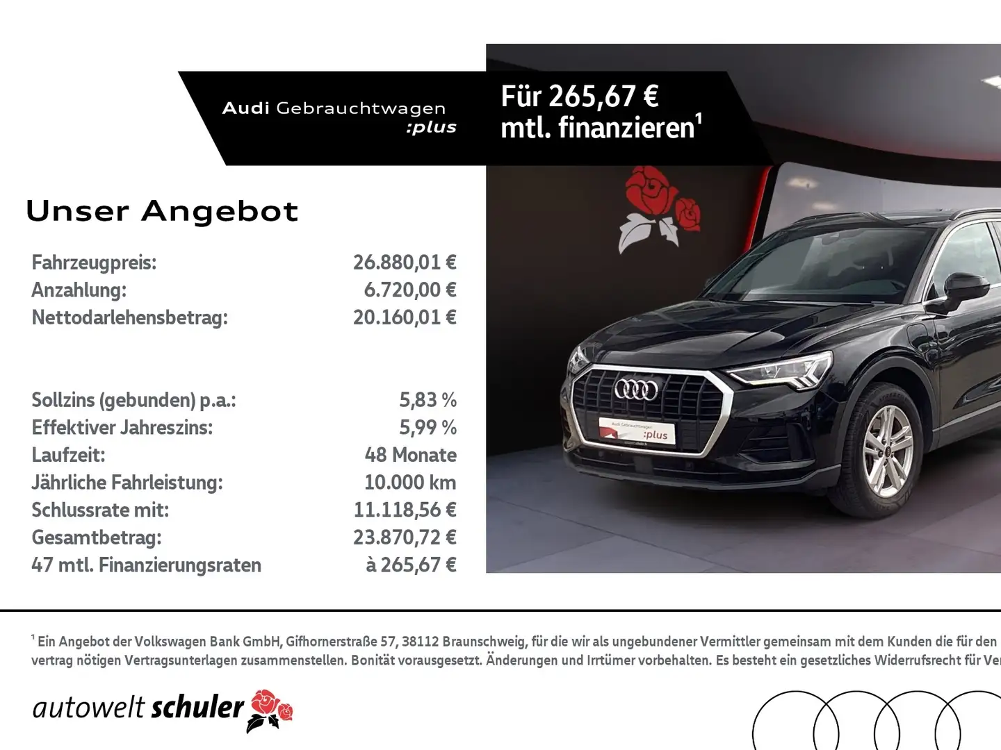 Audi Q3 45 1.4 TFSI e S-tronic AHK RFK Navi LED ASI GRA Schwarz - 1