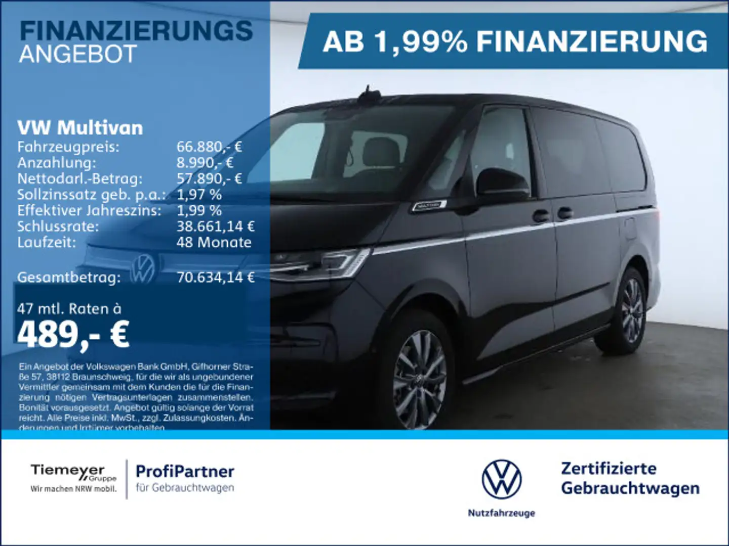 Volkswagen T7 Multivan T7 Multivan HYBRID ALLRAD STYLE 360 LEDER AHK AC Schwarz - 1