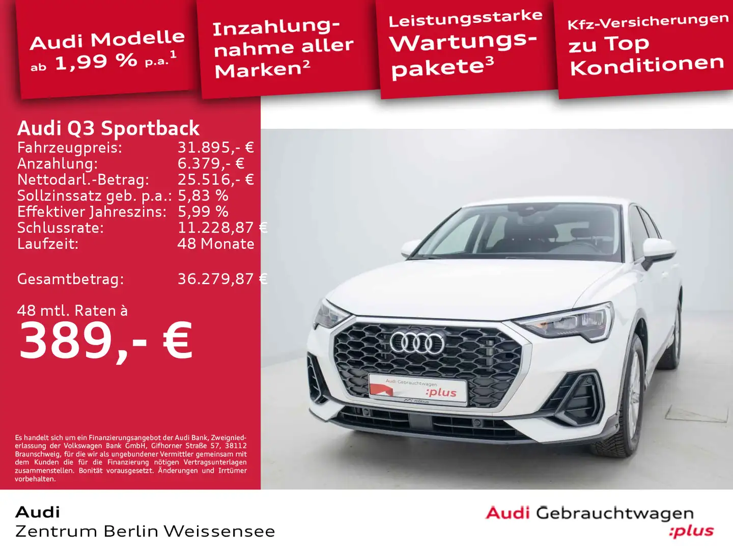 Audi Q3 45 TFSI e S-TRO*GRA*GJR*SHZ*APP*PDC Weiß - 1