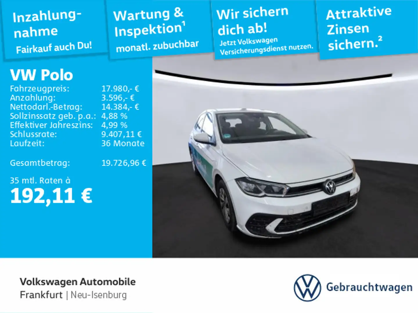 Volkswagen Polo 1.0 TSI DSG Life Navi LED LaneAssist Weiß - 1