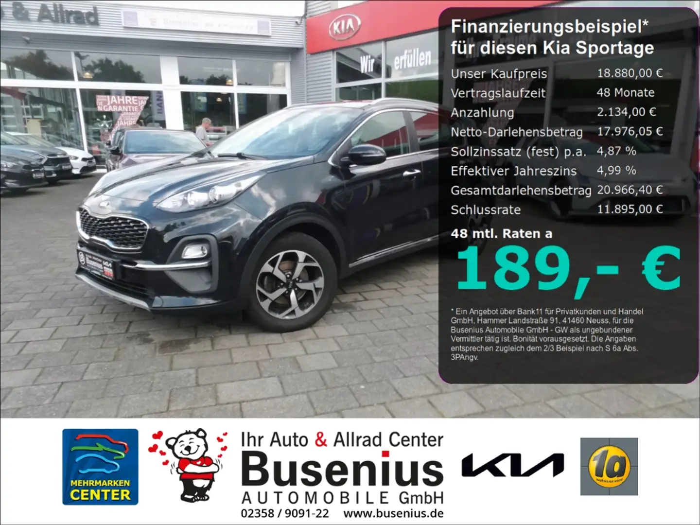Kia Sportage 1.6 T-GDI DCT 2WD Vision+Kom+Navi+Freisprech Schwarz - 1