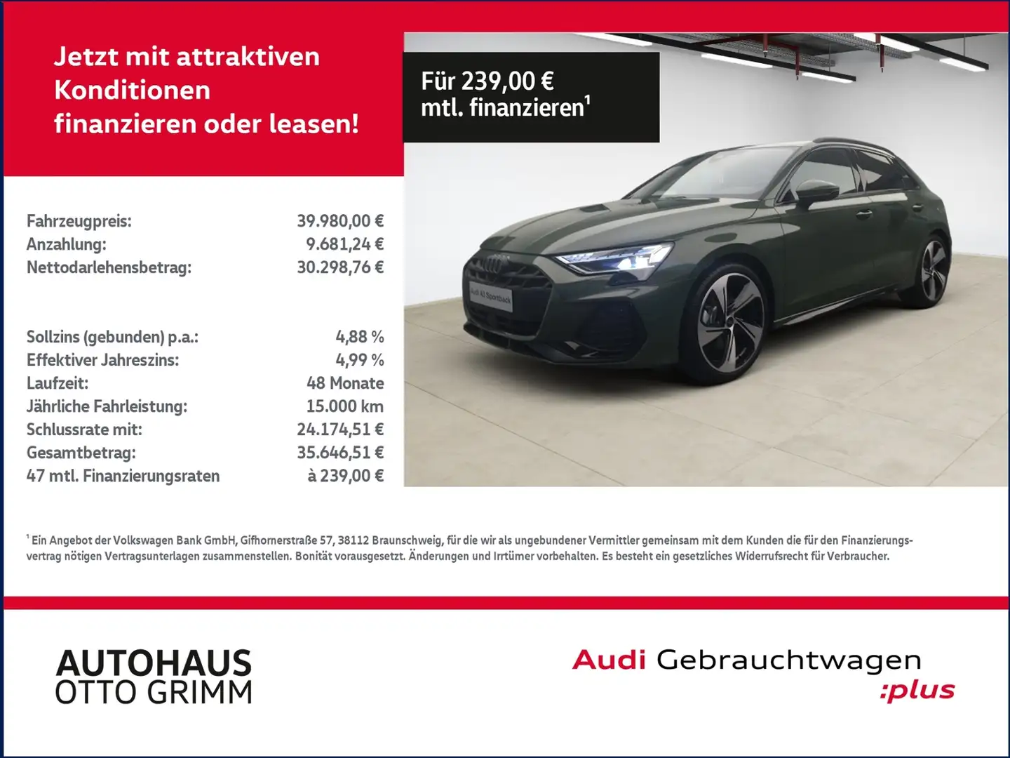 Audi A3 Sportback 35 TFSI S line KLIMA NAVI ALU Groen - 1