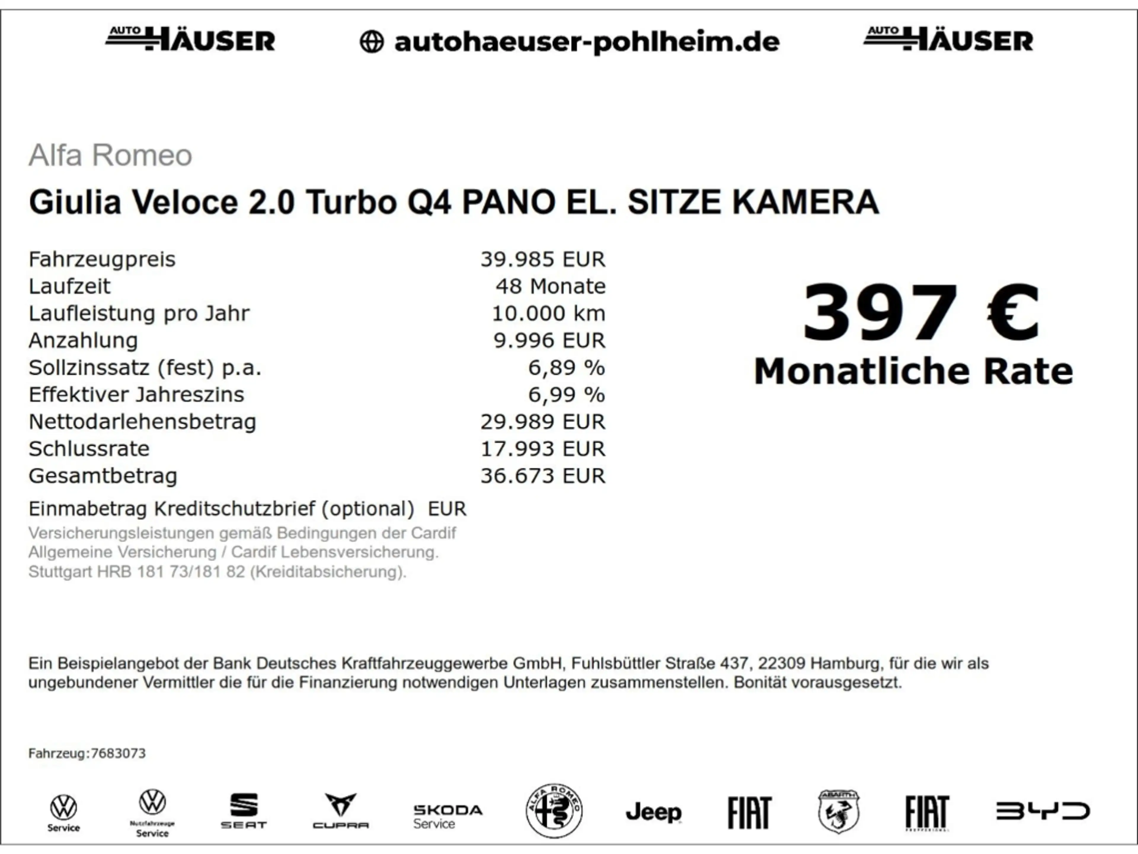 Alfa Romeo Giulia Veloce 2.0 Turbo Q4 PANO EL. SITZE KAMERA — photo 2