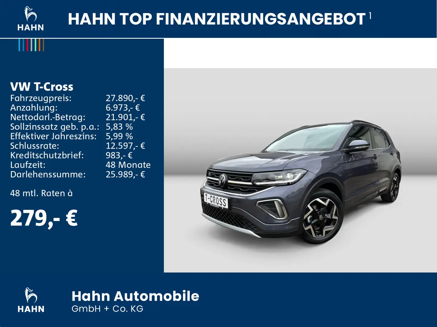 Volkswagen T-Cross R-Line 1,0TSI DSG AHK KAM IQ.LED ACC APP Grau - 2