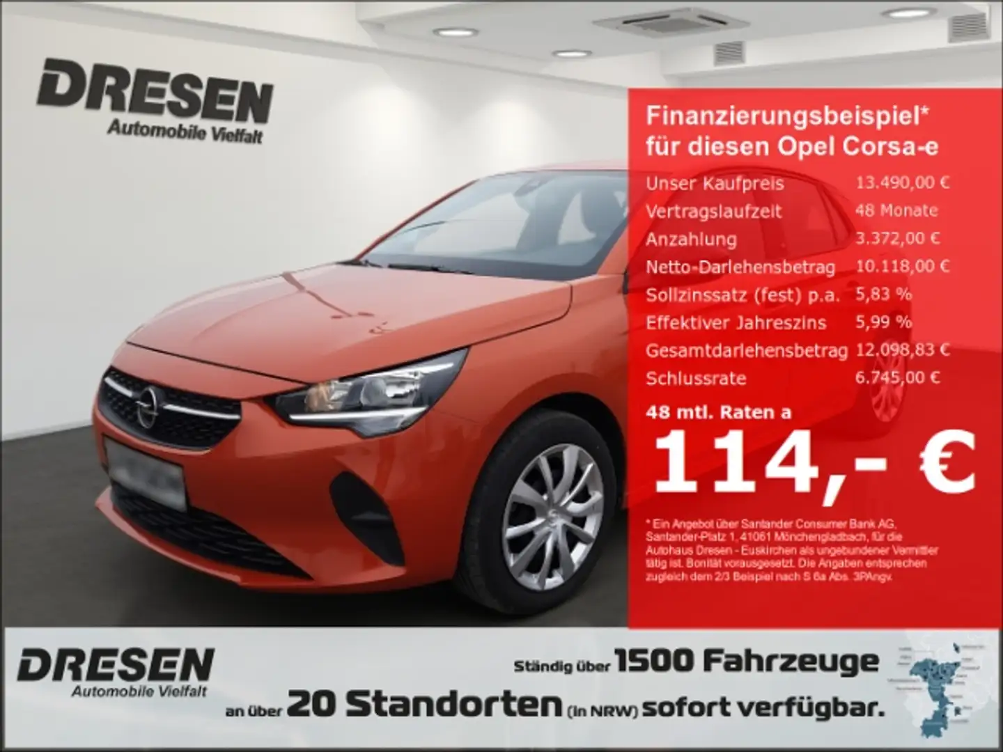 Opel Corsa-e F Edition (MJ21) 136PS DAB Klima EV Orange - 1
