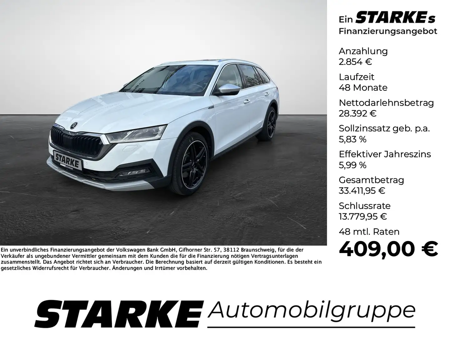 Skoda Octavia Combi 2.0 TDI DSG 4x4 Scout Weiß - 1