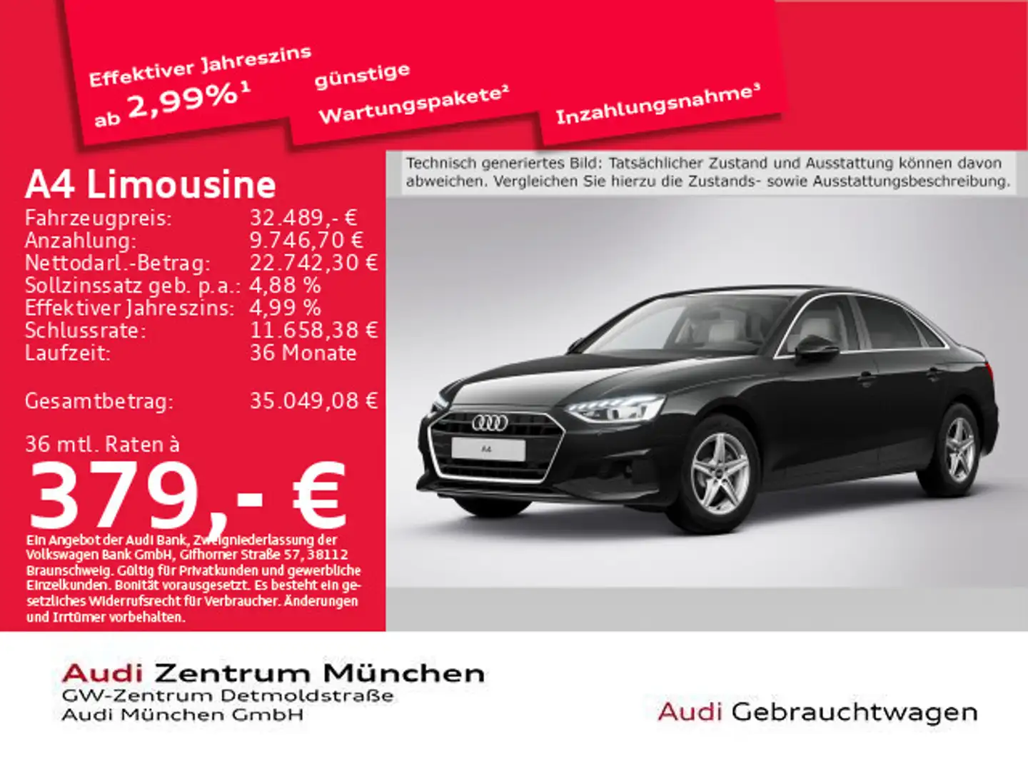 Audi A4 35 TFSI S tronic ACC/AHK/Virtual+ Schwarz - 1