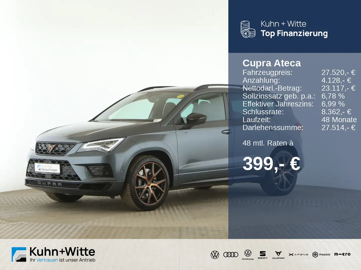 CUPRA Ateca 2.0 TSI 4Drive *LED*RFK*Navi*Beats*AppleCa Grijs - 1