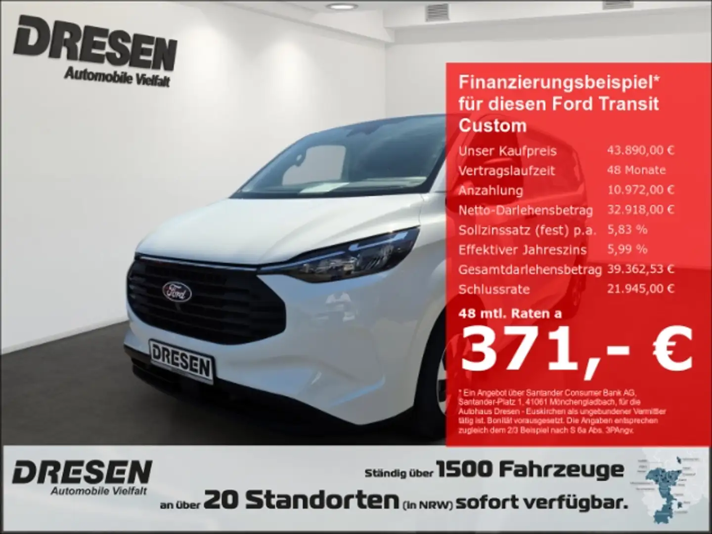 Ford Transit Custom Trend 320 L1 2.5 PHEV Kamera/Androi Blanc - 1