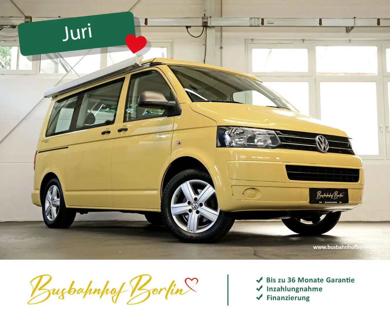 Volkswagen T5 California Beach Aufstelldach AHK 1.Hand Giallo - 2