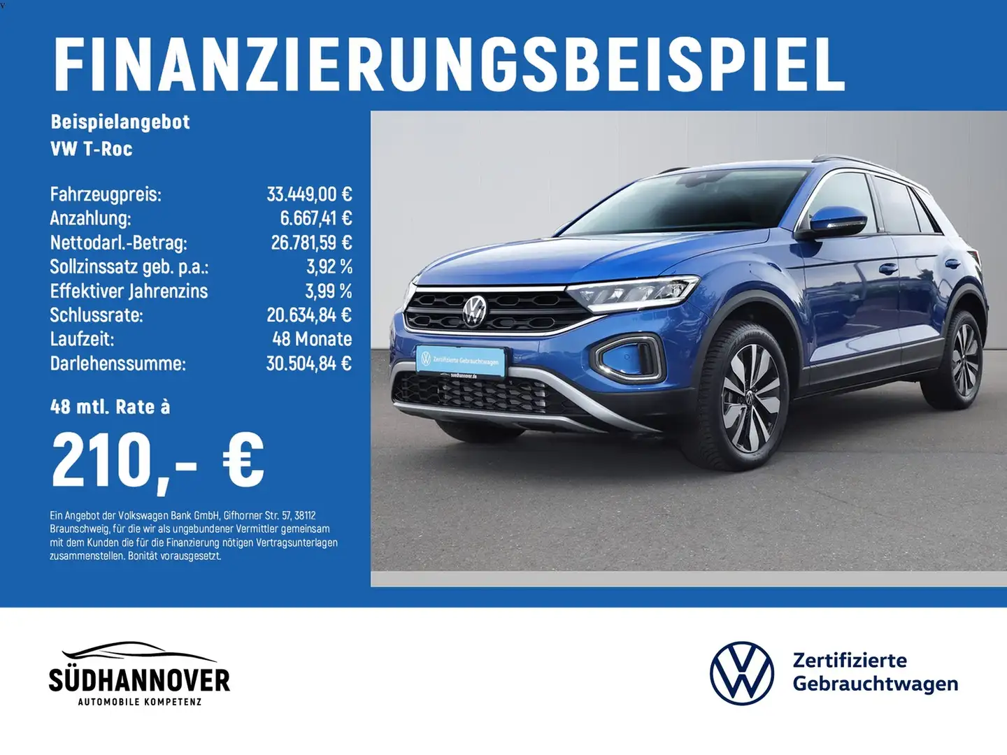 Volkswagen T-Roc Move 2.0 TDI DSG AHK+NAVI+LED+SHZ+PDC+GRA Blau - 2