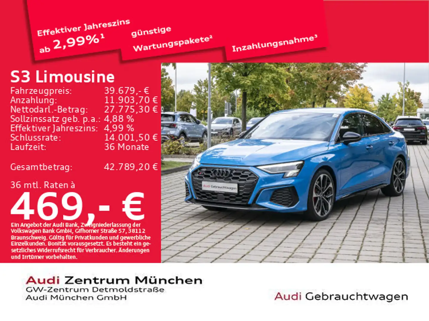 Audi S3 TFSI S tronic Virtual+/Kamera/Priva Blau - 1